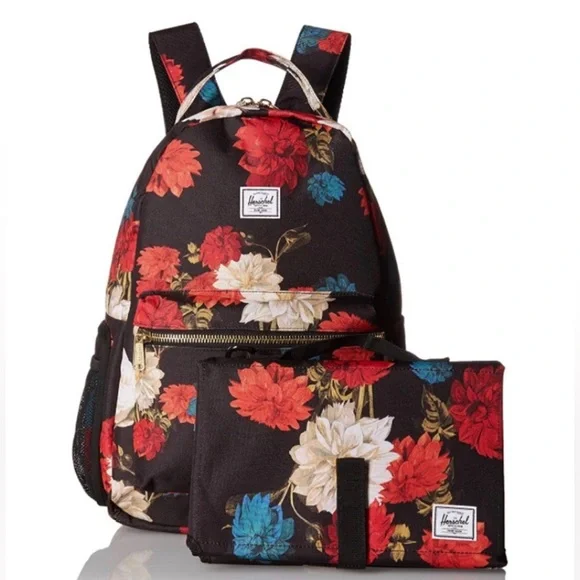 Herschel Supply Company Black Floral Backpack / Diaper Bag - Picture 1 of 1